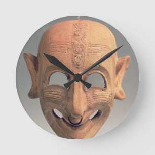 Grinsende Maske der Terrakotta von San Sperate, Runde Wanduhr