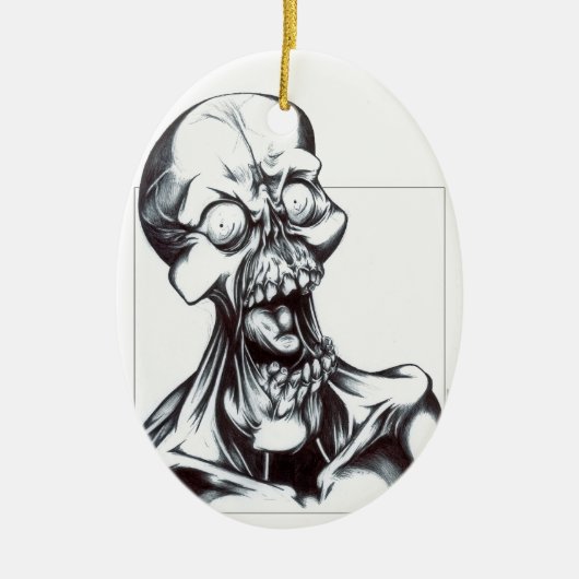 Grinsender Ghoul Keramik Ornament (Vorne)