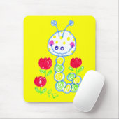 Grinsender glücklicher Raupen-Gelb-Hintergrund Mousepad (Mit Mouse)