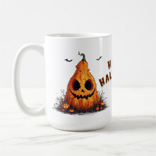 Grinsender Kürbis mit einem gruseligen Ausdruck Kaffeetasse