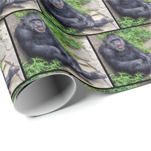 grinsender Schimpanse Geschenkpapier (Rolleneckpunkt)