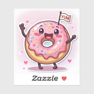 Grinsender Sprinkle-Donut – Kawaii-Lebensmittel-Au Aufkleber