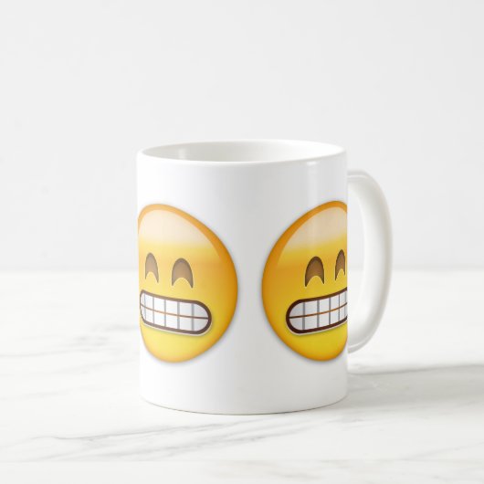 Grinsendes Gesicht mit lächelnden Augen Emoji Kaffeetasse (VorderseiteRechts)