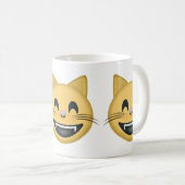 Grinsendes Katzen-Gesicht mit lächelnden Augen Kaffeetasse (VorderseiteRechts)