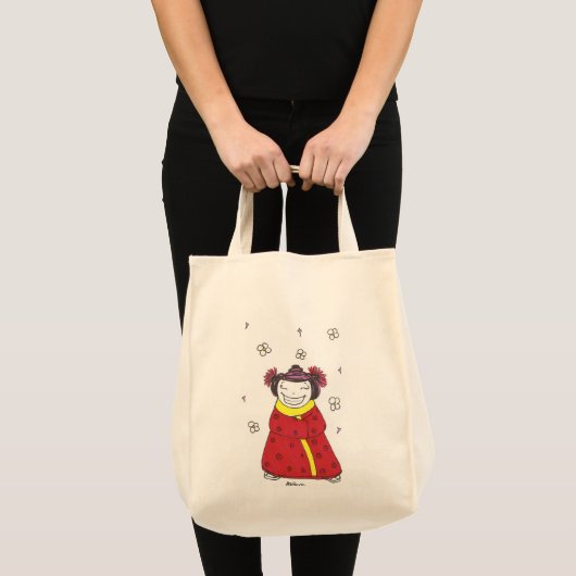 Grinsendes Mädchen Tragetasche (Vorderseite (Produkt))