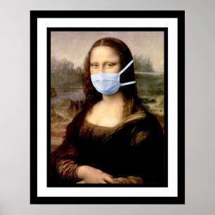 Grippe Jahreszeit Mona Lisa mit Maske und Imitat R Poster