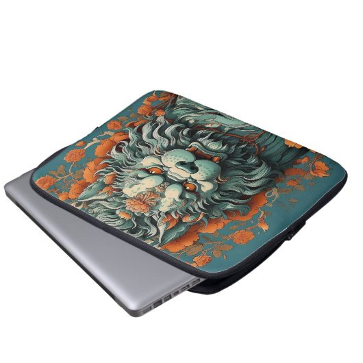 Grippe Löwe der Weisheit Elektronik-Tasche Laptopschutzhülle (Vorne Knopf)