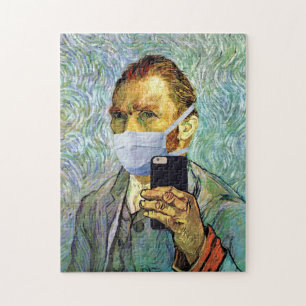 Grippe-Saison Van Gogh Selbstporträt mit Maske Sel Puzzle