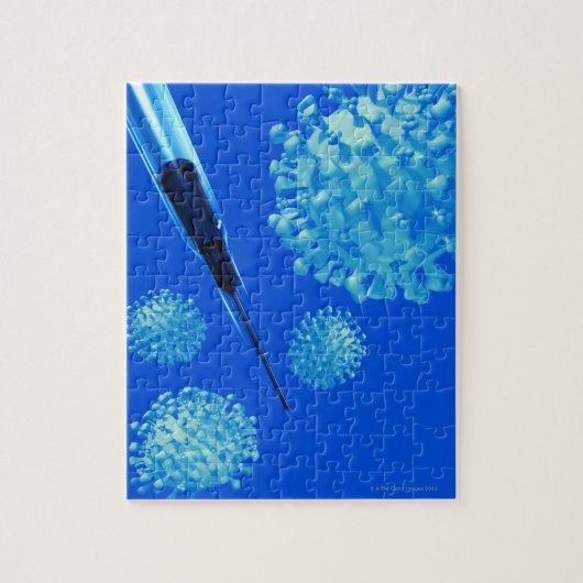 Grippeimpfstoff, konzeptionelle Computergrafik. Puzzle (Vertikal)