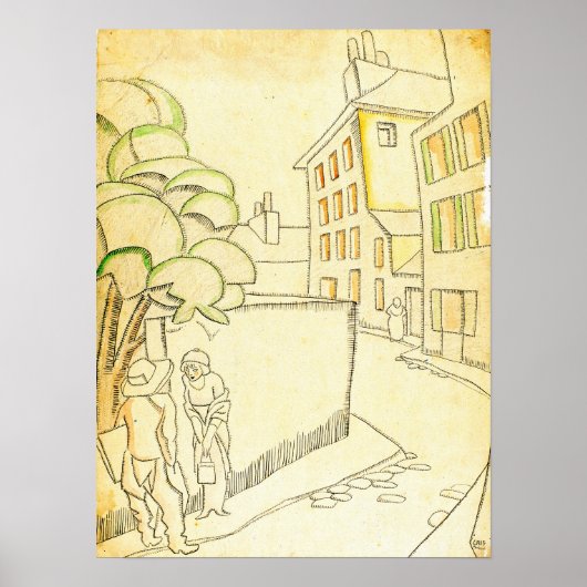 Gris - Eine Straße in Montmartre Poster (Vorne)
