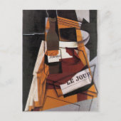 Gris - Flasche, Zeitung und Fruchtschale Postkarte (Vorderseite)