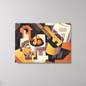 Gris - Gitarre und Fruchtgeschirr auf einem Tisch Leinwanddruck (Vorderseite)