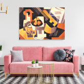 Gris - Gitarre und Fruchtgeschirr auf einem Tisch Leinwanddruck (Insitu (Wohnzimmer))