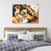 Gris - Gitarre und Fruchtgeschirr auf einem Tisch Leinwanddruck (Insitu (Schlafzimmer))
