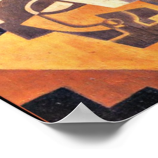 Gris - Gitarre und Fruchtgeschirr auf einem Tisch Poster (Ecke)