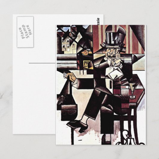 Gris - Mann in einem Café Postkarte (Vorne/Hinten)