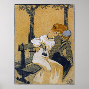 Gris - Mann und Frau auf der Bank 1908 Poster