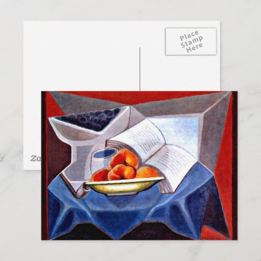 Gris - Obst und Buch Postkarte (Vorne/Hinten)