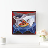 Gris - Obst und Buch Quadratische Wanduhr (Zuhause)