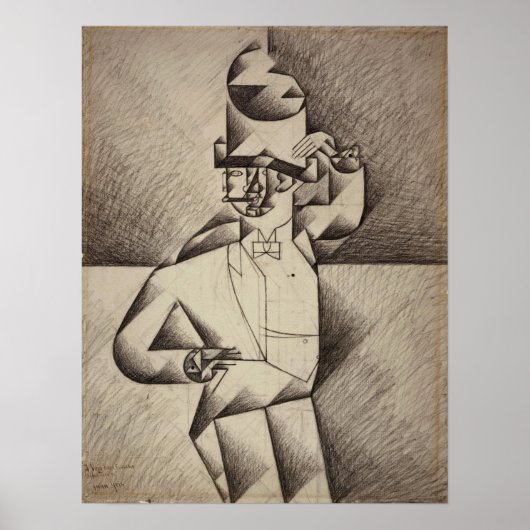 Gris - Studie für den Menschen in einem Café Poster (Vorne)