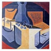 Gris - Trauben, Karaffe und Buch Fliese (Vorderseite)