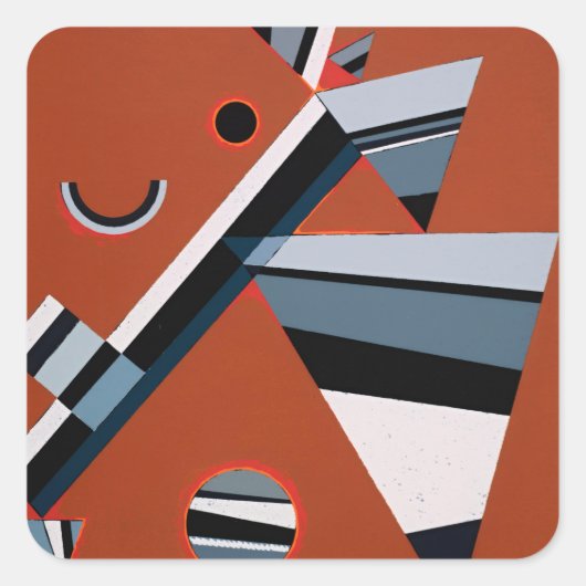 Gris von Kandinsky Abstrakte Malerei Moderne Kunst Quadratischer Aufkleber (Vorderseite)