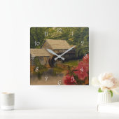 Gristmill, von Gary Poling Quadratische Wanduhr (Zuhause)