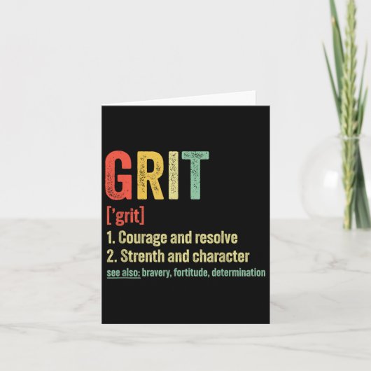 Grit Definition Motivation Karte (Vorderseite)