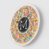 Grit Glitter Multicolor Painting Monogram #11 Große Wanduhr (Winkel)