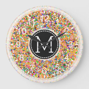 Grit Glitter Multicolor Painting Monogram #11 Große Wanduhr