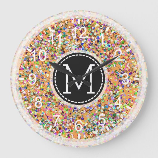 Grit Glitter Multicolor Painting Monogram #11 Große Wanduhr (Vorderseite)