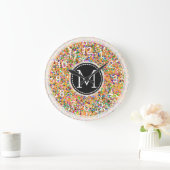 Grit Glitter Multicolor Painting Monogram #11 Große Wanduhr (Zuhause)