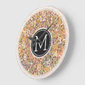 Grit Glitter Multicolor Painting Monogram #2 Große Wanduhr (Winkel)