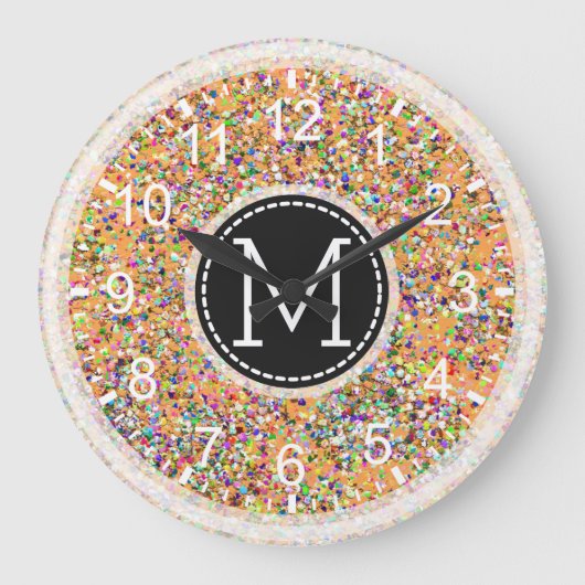 Grit Glitter Multicolor Painting Monogram #2 Große Wanduhr (Vorderseite)