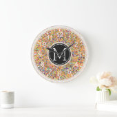 Grit Glitter Multicolor Painting Monogram #2 Große Wanduhr (Zuhause)