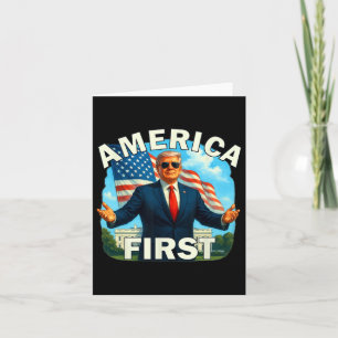 Gritty Bold Retro Politisches Slogan America First Karte