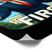 Gritty Bold Retro Politisches Slogan America First Poster (Ecke)