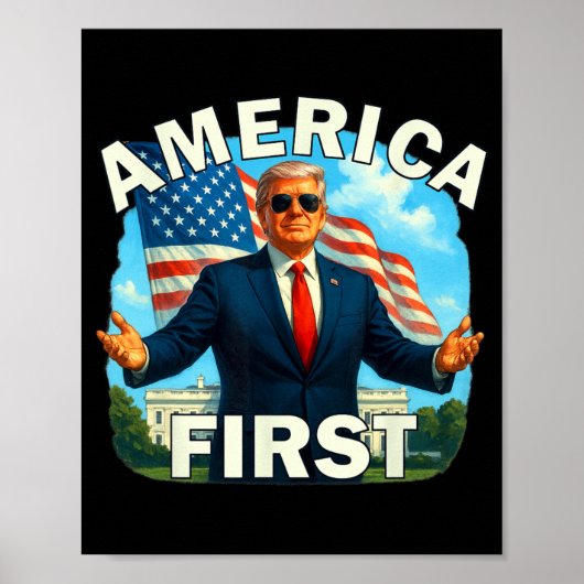 Gritty Bold Retro Politisches Slogan America First Poster (Vorne)