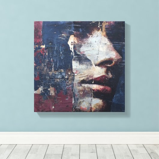 Gritty Distressed Portrait Canvas print Leinwanddruck (Insitu (Holzboden))