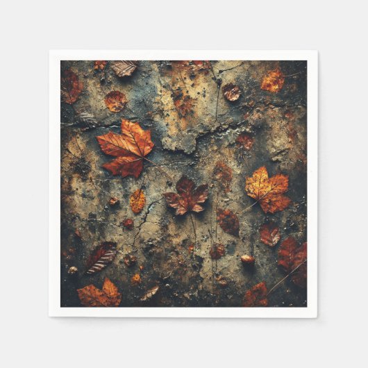 Gritty Fall Leafy Rough Concrete Découpage Napkins Serviette (Vorderseite)