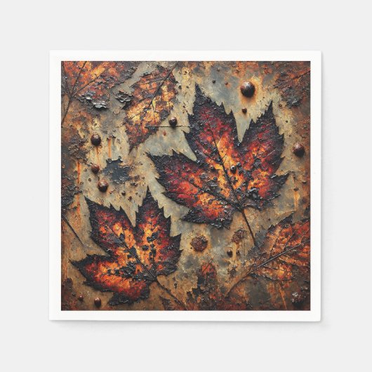 Gritty Fall Verfall Blätter Découpage Napkins Serviette (Vorderseite)