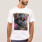 Gritty Graffiti Robot with Headphones — Street Art T-Shirt (Vorderseite)
