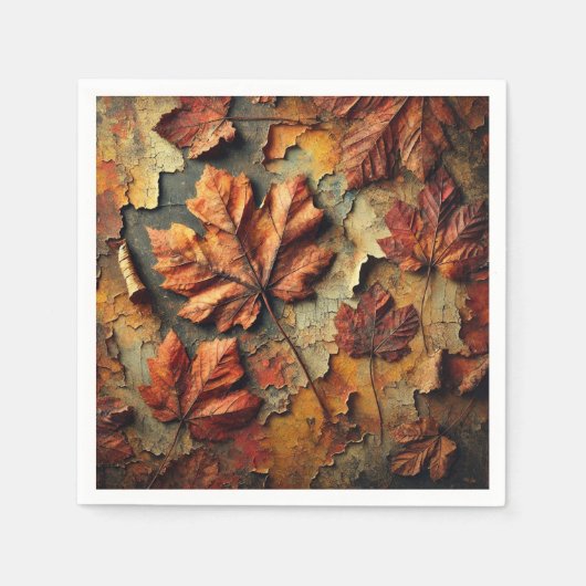 Gritty Herbstlaubs Cracked Paint Découpage Napkins Serviette (Vorderseite)