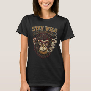 Gritty Monkey "Bleib wild" Vintage-Liniendesign T-Shirt