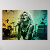 Gritty Rock Sängerin Sängerin Grunge Poster (Vorne)