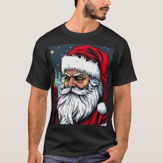 Gritty Santa mit Candlelight T-Shirt (Vorderseite)