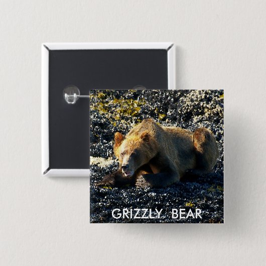 GRIZLY BEAR ART BUTTON (Vorne & Hinten)