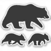 Grizzle Bär mit Cubs Silhouetten Vinyl Stickers Aufkleber (Vorderseite)