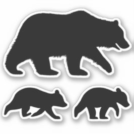 Grizzle Bär mit Cubs Silhouetten Vinyl Stickers Aufkleber