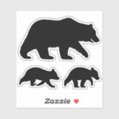 Grizzle Bär mit Cubs Silhouetten Vinyl Stickers Aufkleber (Blatt)